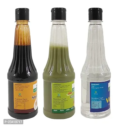 Green Spice  Jain Sauce WIth No Onion/Garlic Soya sauce,Green Chilli  Vinegar.(500gm x 3) (Pack of 3)-thumb2