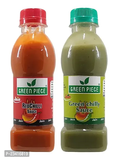 Green Spice  Jain Combo Without Onion/garlic/Potato ,green Chilli Sauce (200gm),Red Chilli Sauce (200gm). (Pack of 2)-thumb0