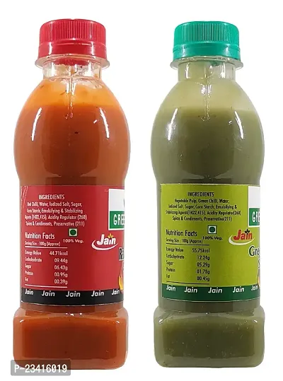 Green Spice  Jain Combo Without Onion/garlic/Potato ,green Chilli Sauce (200gm),Red Chilli Sauce (200gm). (Pack of 2)-thumb3