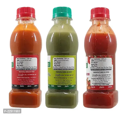 Green Spice  Jain Sauce / Catchup Combo Without Onion/garlic/Potato Tomato Sauce (200gm),Green Chilli Sauce (200gm) and Red Chilli Sauce (200gm)  (Pack of 3)-thumb2