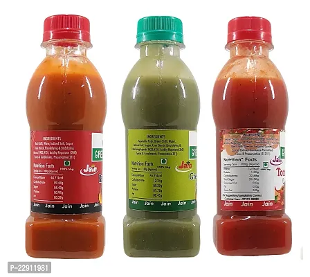 Green Spice  Jain Sauce / Catchup Combo Without Onion/garlic/Potato Tomato Sauce (200gm),Green Chilli Sauce (200gm) and Red Chilli Sauce (200gm)  (Pack of 3)-thumb3