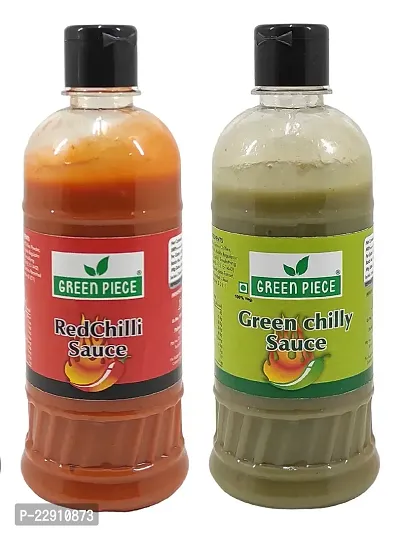 Green Spice  Red Chilli Sauce (500ml) and Green Chjlli Sauce (500ml) (Pack of 2)