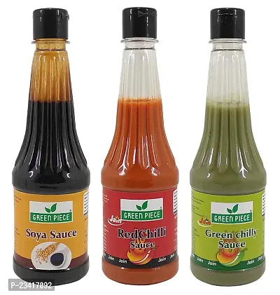 Green Spice  Jain Sauce WIth No Onion/Garlic Soya sauce,Green Chilli  Red Chilli.(500gm x 3) (Pack of 3)