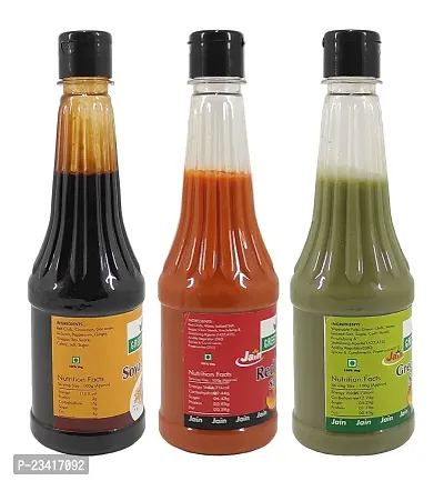 Green Spice  Jain Sauce WIth No Onion/Garlic Soya sauce,Green Chilli  Red Chilli.(500gm x 3) (Pack of 3)-thumb2