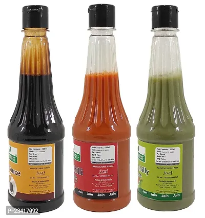 Green Spice  Jain Sauce WIth No Onion/Garlic Soya sauce,Green Chilli  Red Chilli.(500gm x 3) (Pack of 3)-thumb3