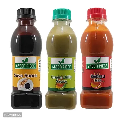 Green Spice  Soya Sauce (200gm),Green Chilli Sauce (200gm),Red Chilli Sauce (200gm)(Pack of 3)
