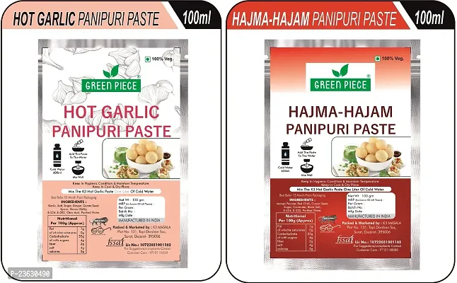 Green Spice  Ready To Eat Hot Garlic -Hajma Hajam Pani Puri Paste.200gm (100gm x2)-thumb0