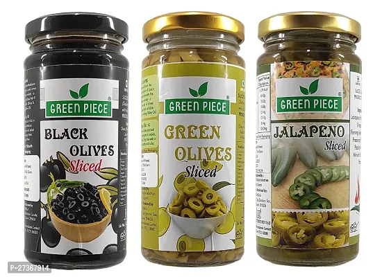 Combo of Black Olives, Jalapeno and Green Olives 230 Gram Each(Pack of 3)-thumb0