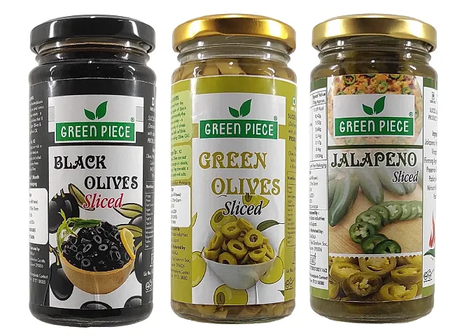 Combo of Black Olives, Jalapeno and Green Olives 230 Gram Each(Pack of 3)