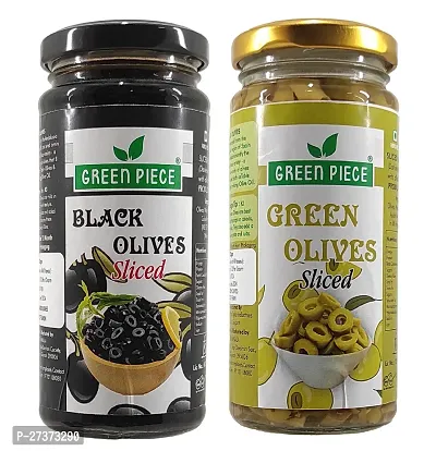 Combo of Black Olives and Green Olives 230 Gram Each(Pack of 2)-thumb0