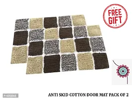 Free Rakhi With Abstract Soft Cotton Door Mat with Anti Skid Back pack of 2-thumb1