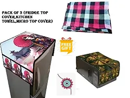 Fridge top cover ,Microwave top cover,  Kitchen towel combo set -(pack of 3)-thumb1