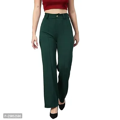 Elegant Rayon High-Waisted Regular Fit Trousers for Women-thumb0