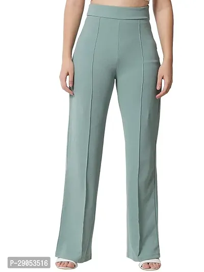 Elegant Rayon High-Waisted Regular Fit Trousers for Women