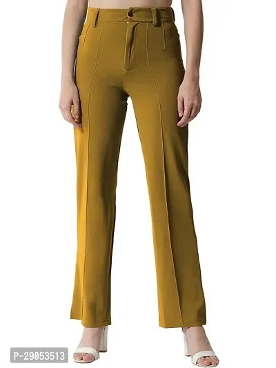 Elegant Rayon High-Waisted Regular Fit Trousers for Women-thumb0