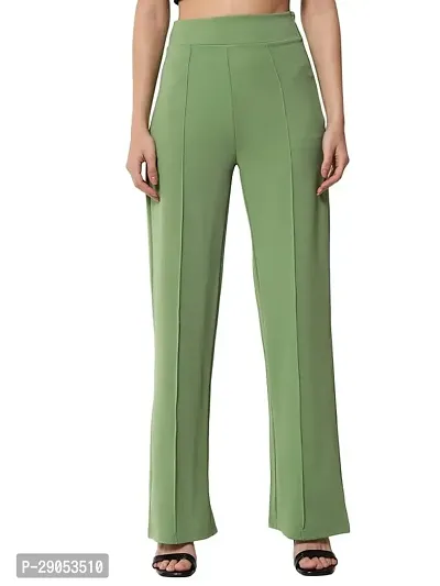 Elegant Rayon High-Waisted Regular Fit Trousers for Women-thumb0