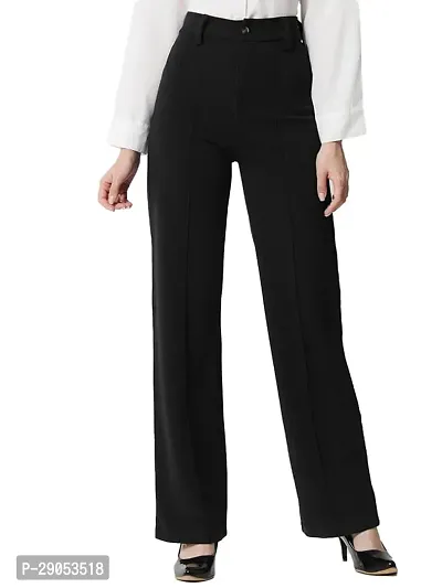 Elegant Rayon High-Waisted Regular Fit Trousers for Women-thumb0