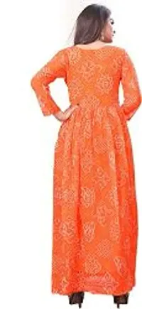 Stylish Georgette Orange Bandhani 3/4 Sleeve Kurta For Women-thumb1