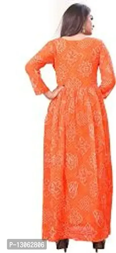 Stylish Georgette Orange Bandhani 3/4 Sleeve Kurta For Women-thumb2