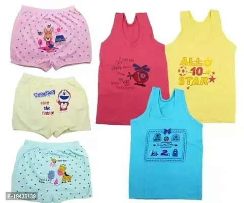 Stylish Cotton Printed Vests with Panty Set For Kids- Pack Of 6-thumb0