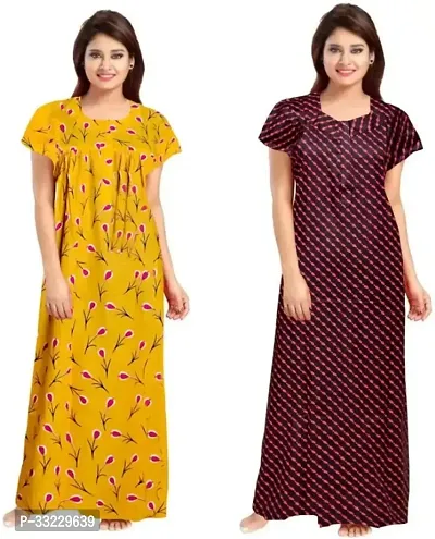 Stylish Multicoloured Cotton Printed Nightdress For Women Pack Of 2-thumb0