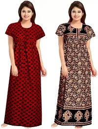 Stylish Multicoloured Cotton Printed Nightdress For Women Pack Of 2-thumb1