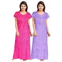 Stylish Multicoloured Cotton Printed Nightdress For Women Pack Of 2-thumb1