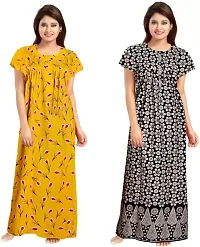 Stylish Multicoloured Cotton Printed Nightdress For Women Pack Of 2-thumb1