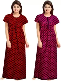 Stylish Multicoloured Cotton Printed Nightdress For Women Pack Of 2-thumb1