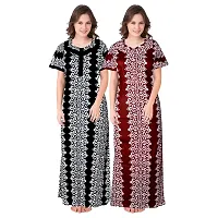 Stylish Multicoloured Cotton Printed Nightdress For Women Pack Of 2-thumb1