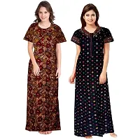 Stylish Multicoloured Cotton Printed Nightdress For Women Pack Of 2-thumb1