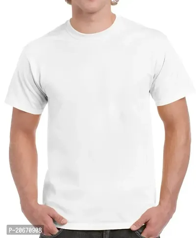 white plain cotton t-shirt for men-thumb0