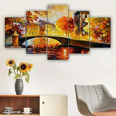Set of Five Nature Scenery Framed Wall Painting for Home Decoration , Paintings for Living room , Bedroom , Big Size 3D Scenery  ( 75 X 43 CM)-thumb4