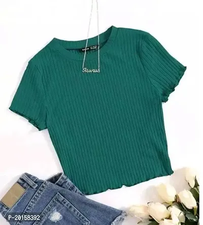 Elegant Green Cotton Blend  Top For Women