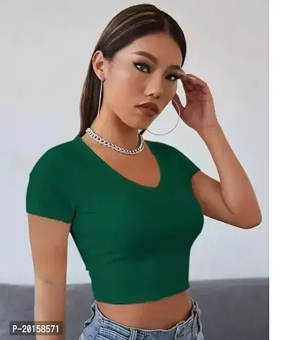 Elegant Green Lycra  Top For Women