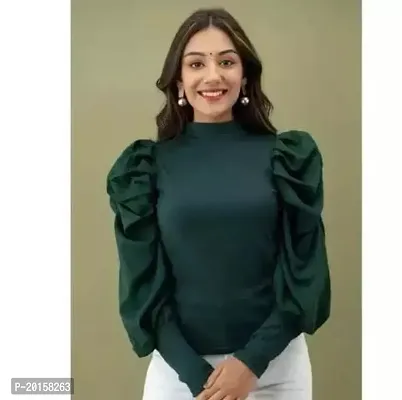 Elegant Green Lycra  Top For Women