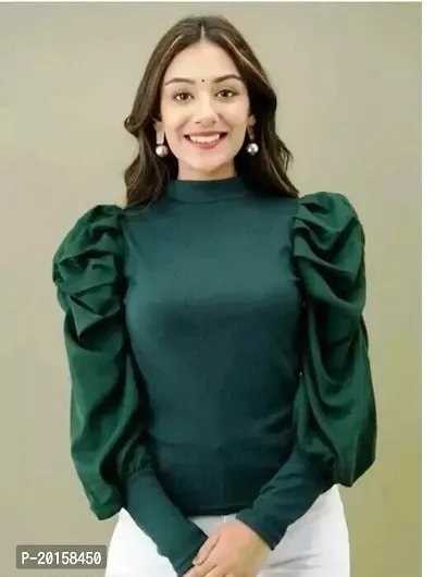 Elegant Green Cotton Blend  Top For Women-thumb0