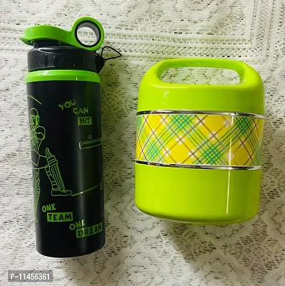 Combo of Lunch Box and Sporty water bottle in steel