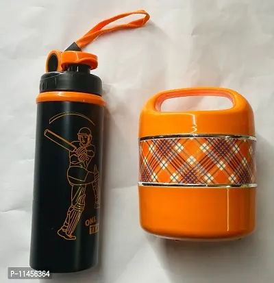 Combo of Lunch Box and Sporty water bottle in steel-thumb0