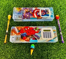 2 Pencil box  with super hero prints(2 pencil and eraser free)-thumb1