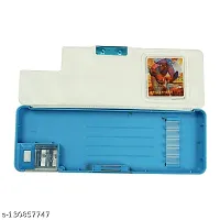 Pencil Box with Calculator And Sharpener with magnetic double sided opening and cartoon printed (print as per availability)-thumb1