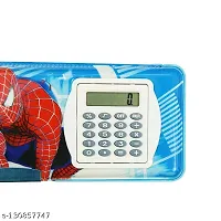 Pencil Box with Calculator And Sharpener with magnetic double sided opening and cartoon printed (print as per availability)-thumb3