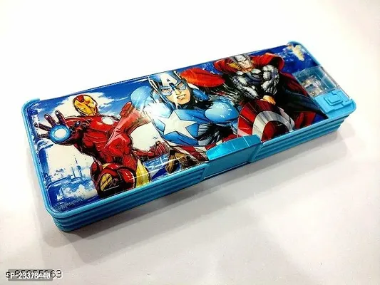 Pencil Boxes For Boys For Schools, Avenger Characters Printed Magnetic Dual Side Pencil Box,BEST RETURN GIFT,FREE GIFT INSIDE-thumb0