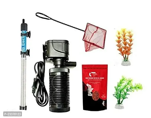 combo of aquarium heater ,filter, net, food and 2 small plants-thumb0