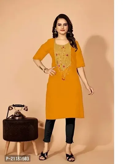 Stylish A-Line Cotton Stitched Kurti For Women-thumb0