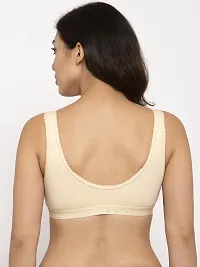 Comfortable Cotton Blend Beige Solid Bra For Women-thumb2