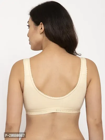 Comfortable Cotton Blend Beige Solid Bra For Women-thumb3