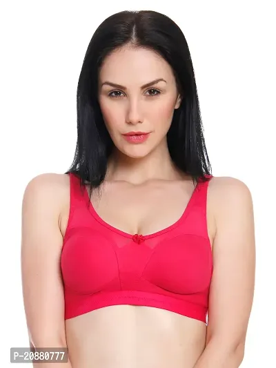 Comfortable Cotton Blend Pink Solid Bra For Women-thumb0