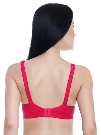 Comfortable Cotton Blend Pink Solid Bra For Women-thumb3