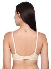 Comfortable Cotton Blend Beige Solid Bra For Women-thumb2